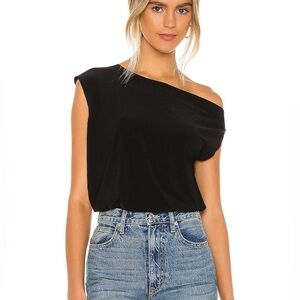 Norma Kamali Drop Shoulder Drapey Top Black